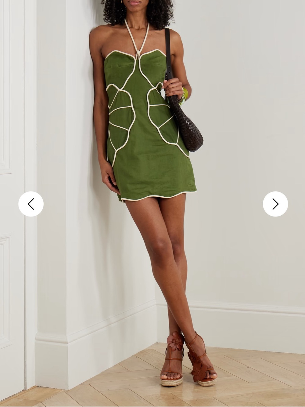 Farm Rio halter neck applique wavy mini dress